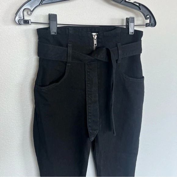 NWOT Reformation Yasmin High Waist Skinny Jeans Black Belted Denim Women’s 26 - Picture 3 of 12